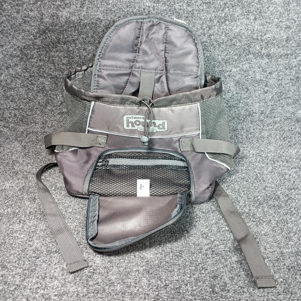 Outward Hound Pet Carrier Backpack S/M Gray Mesh Ventilated Front Pouch Dog Cat